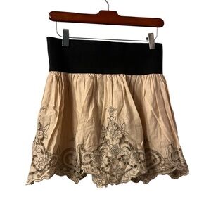 Forever 21 Black and Cream Embroidered Mini Skirt